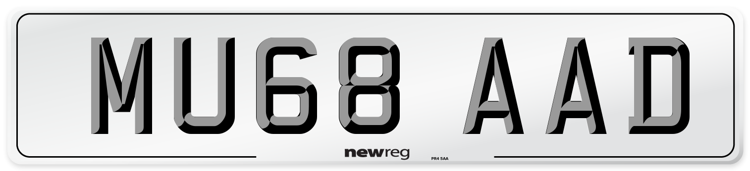 MU68 AAD Number Plate from New Reg